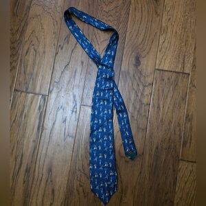 Gucci Blue  Silk Tie With Vtg Skiers
